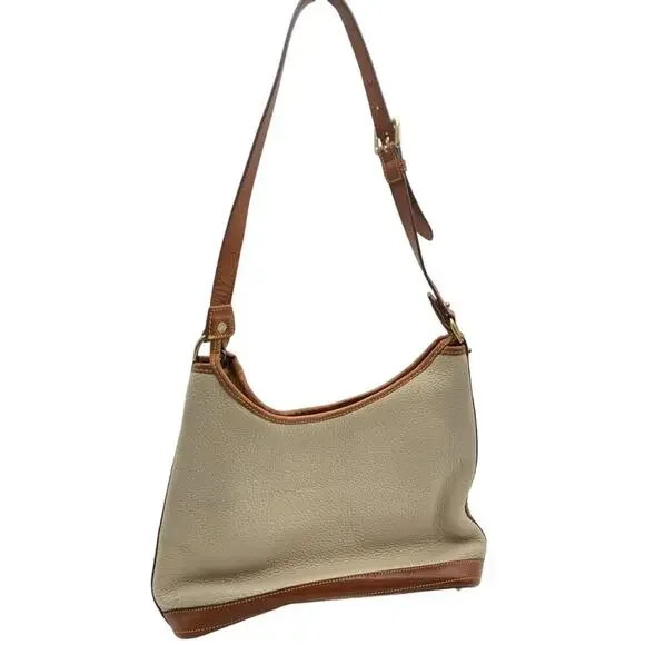 Vintage Auth Dooney Bourke Cream Equestrian Style Shoulder Bag